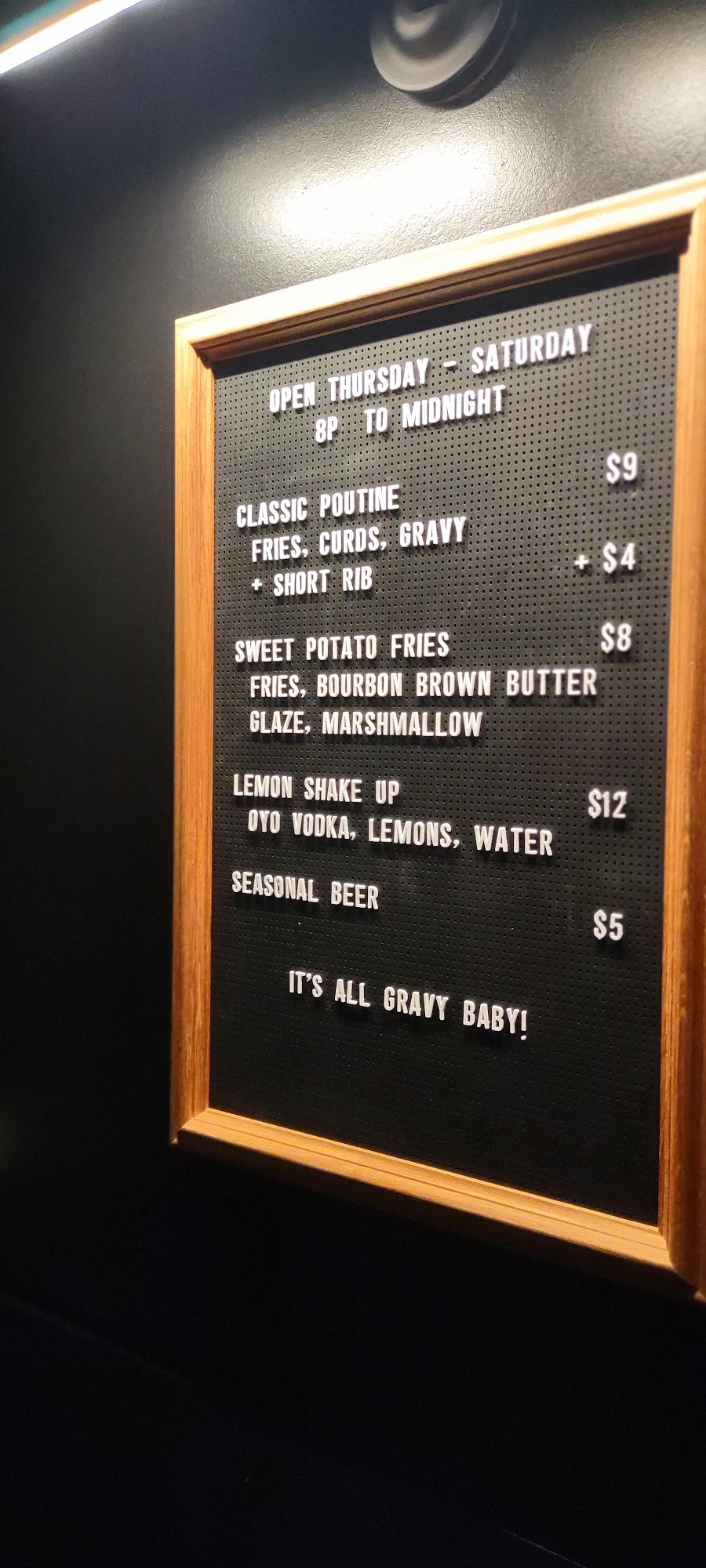 Little West Poutine Menu