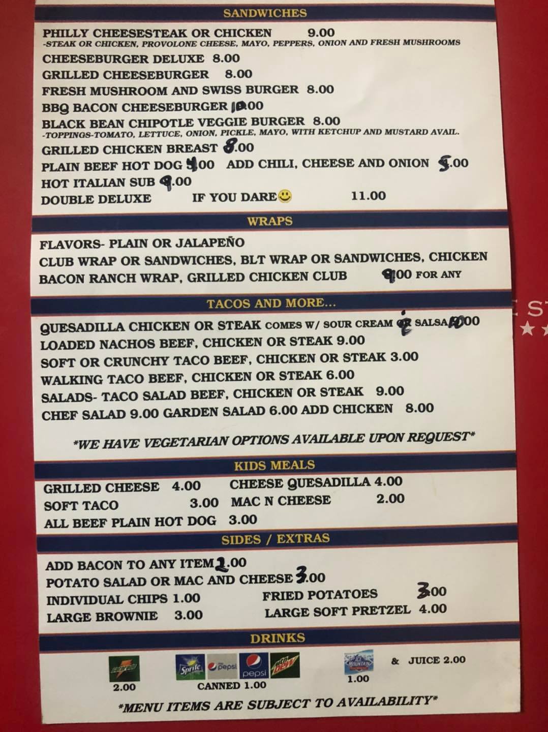 Claybourne Grill Menu