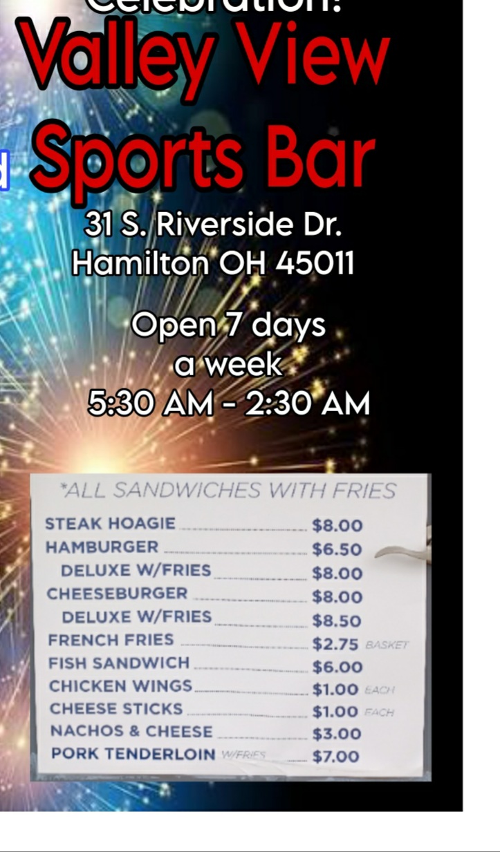 Valleyview SportsBar Christi and Ronnie Menu