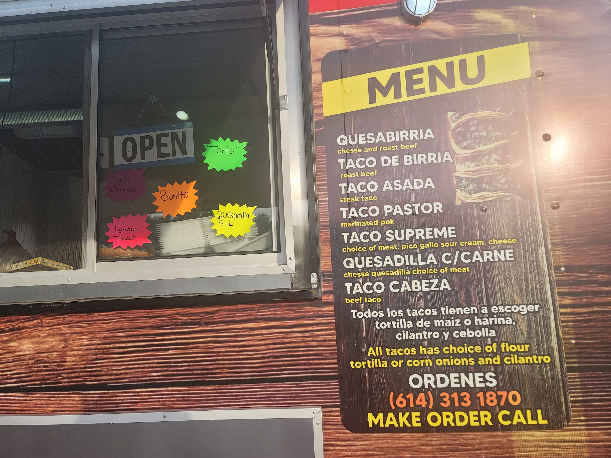 El rey de los tacos Menu