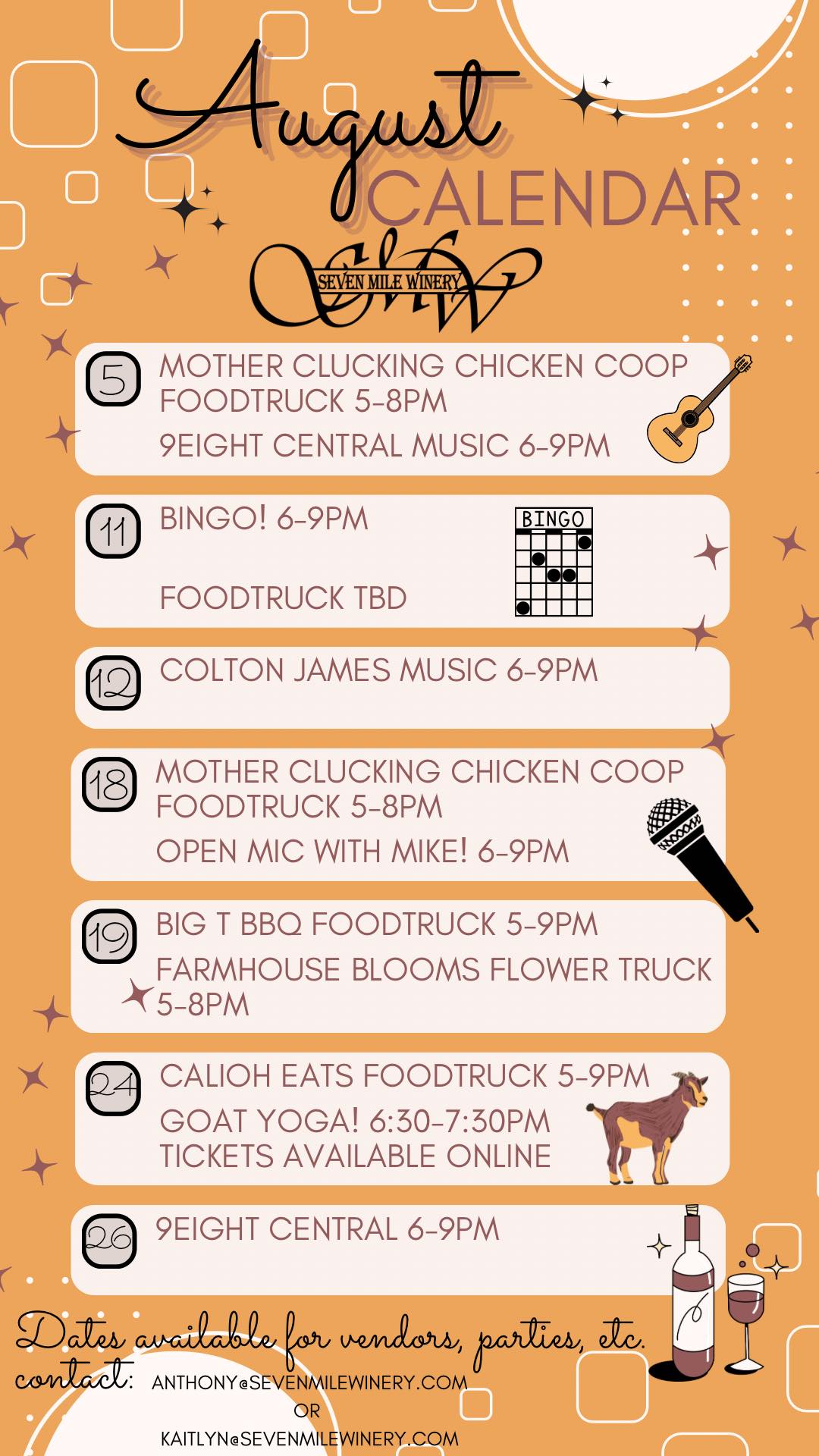 Seven Mile Winery, LLC Menu