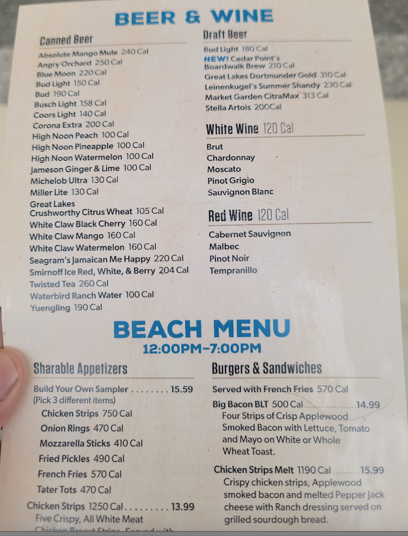 Surf Lounge Menu