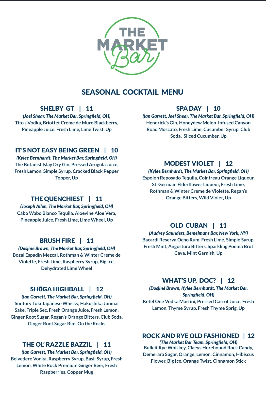 North High Brewing - The Market Menu