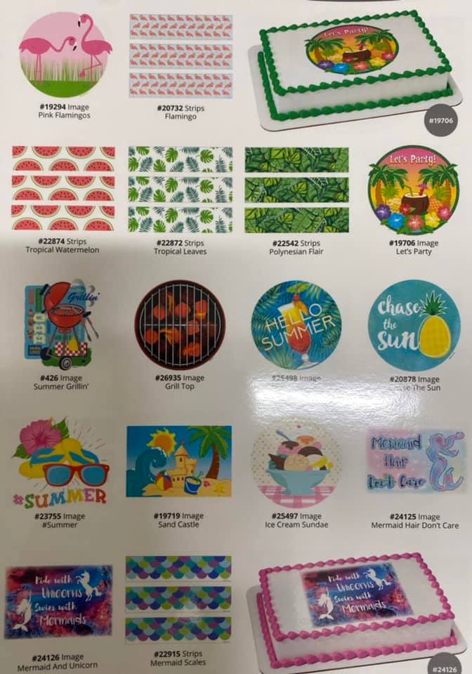 Cake Arts Supplies Menu