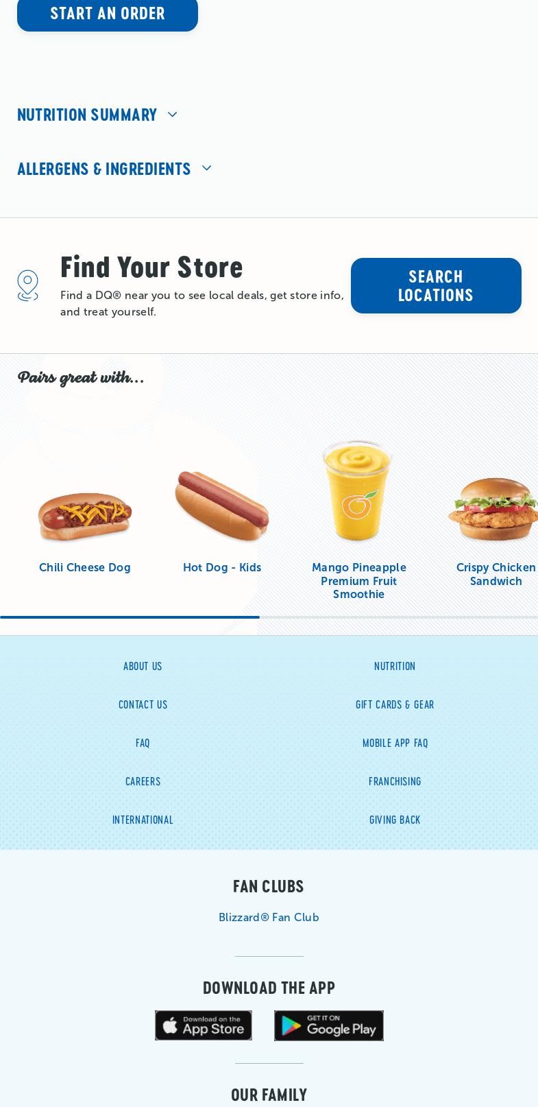 Dairy Queen (Treat) Menu