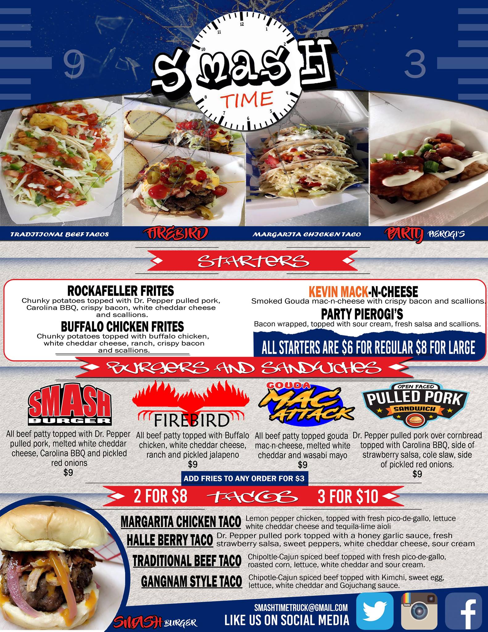 Smash-On Party Center Menu