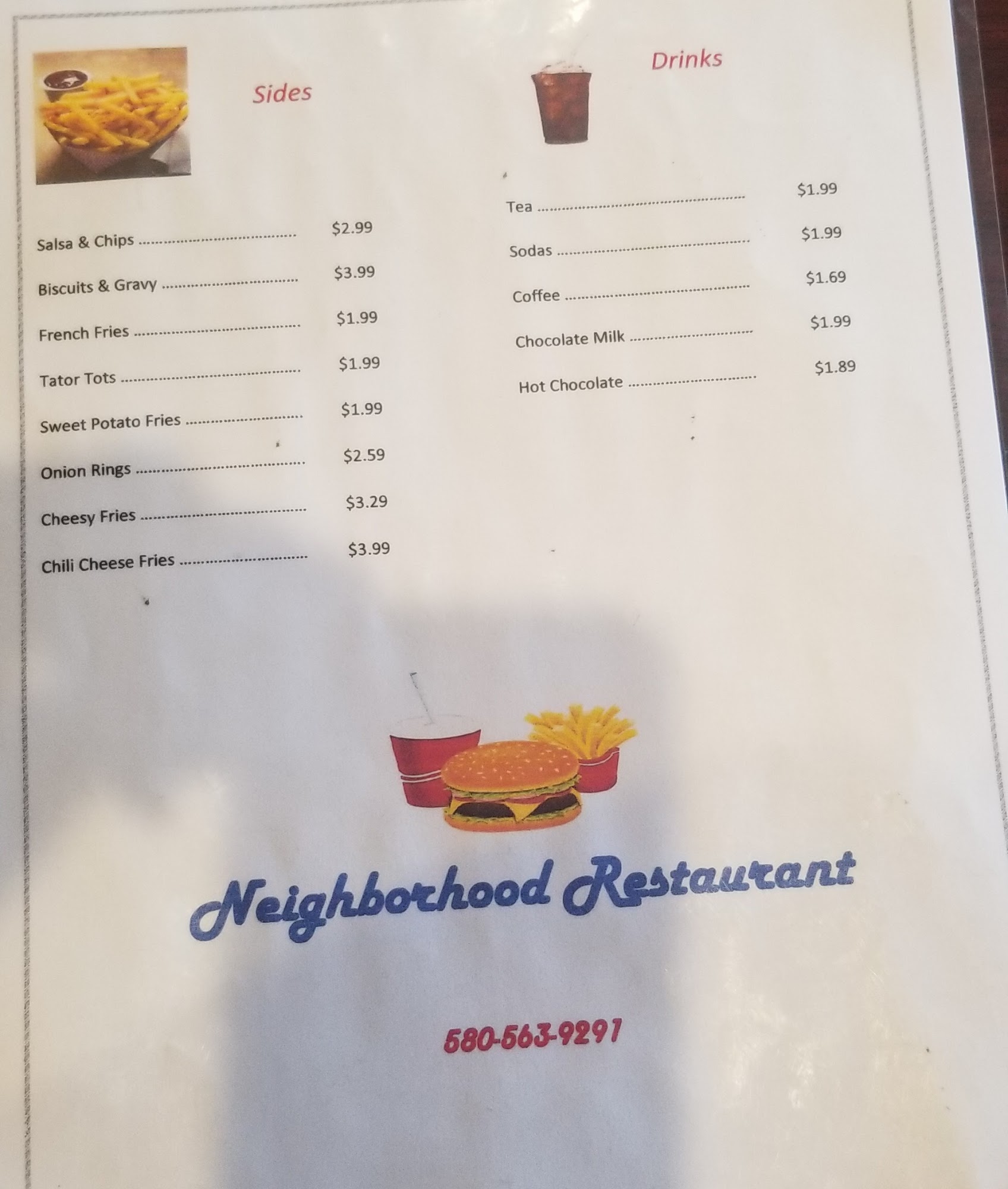 Neighborhood Kitchen Menu