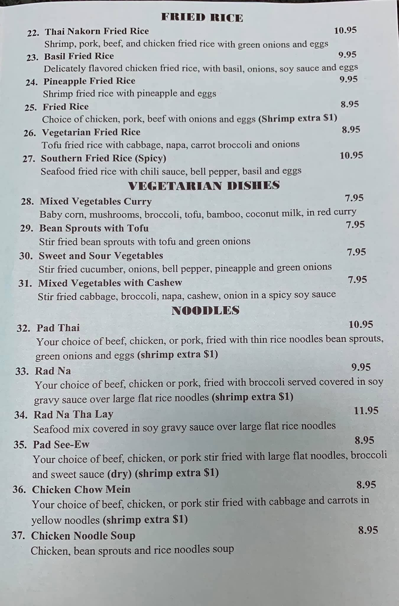Nakorn Thai Menu