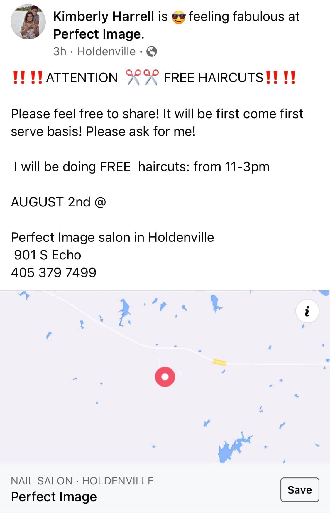 A Perfect Image Salon 901 S Echo St, Holdenville Oklahoma 74848