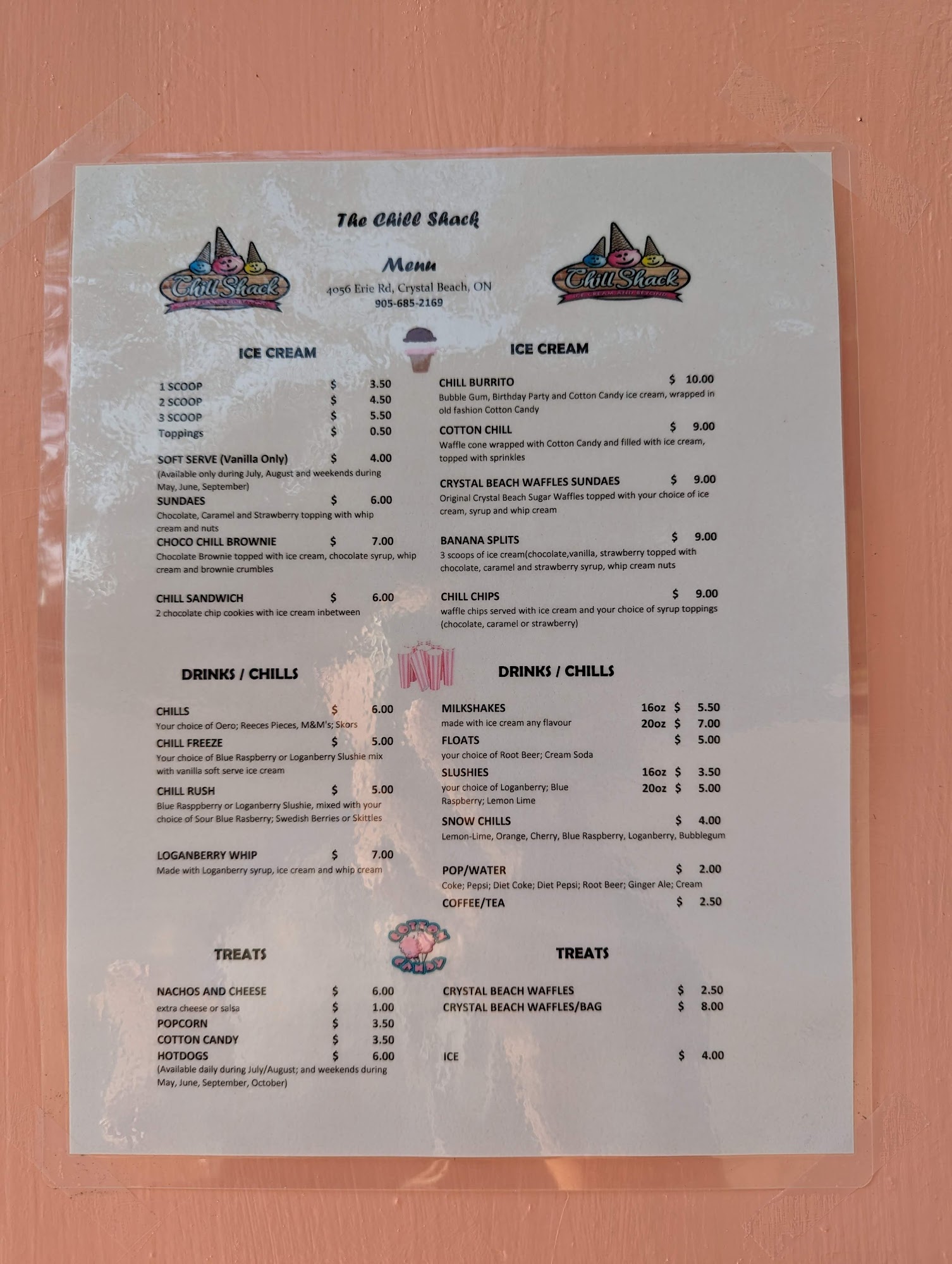 The Chill Shack Menu