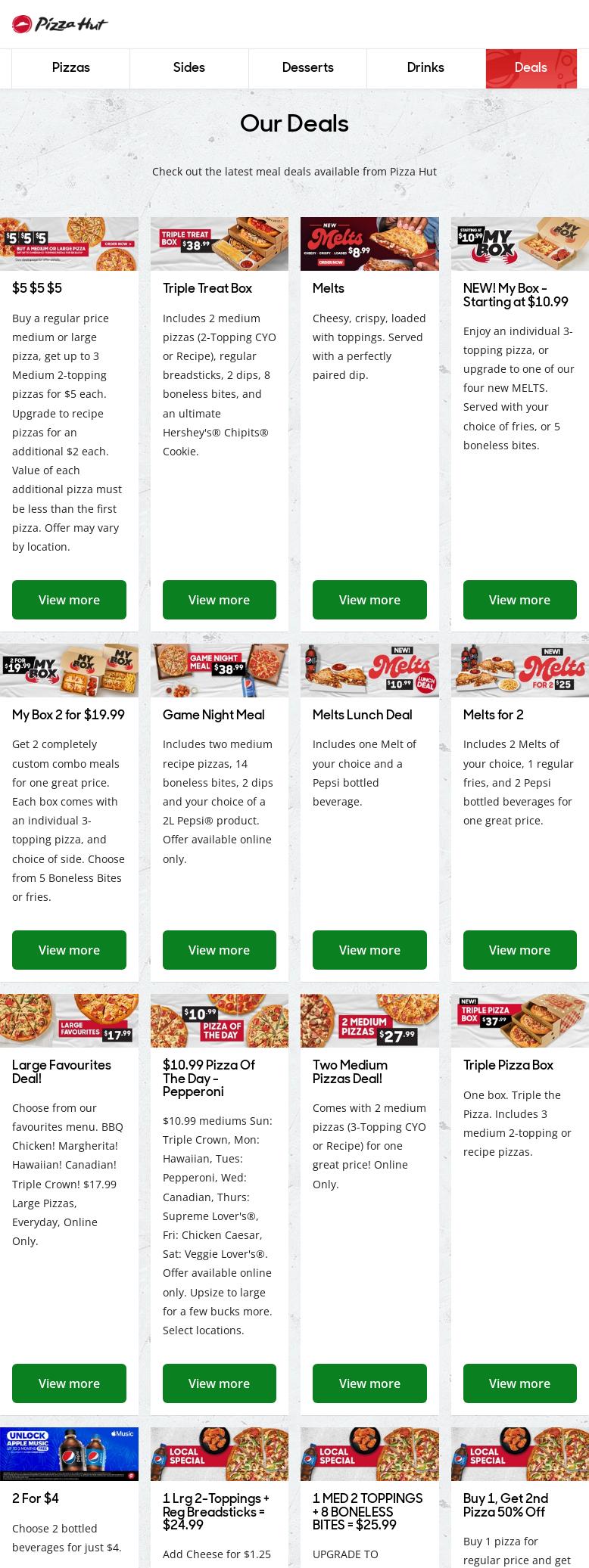 Pizza Hut Milton Menu