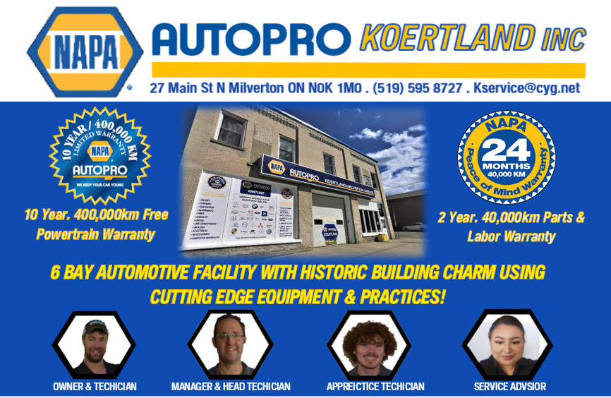 NAPA AUTOPRO - Koertland 27 Main St, Milverton Ontario N0K 1M0