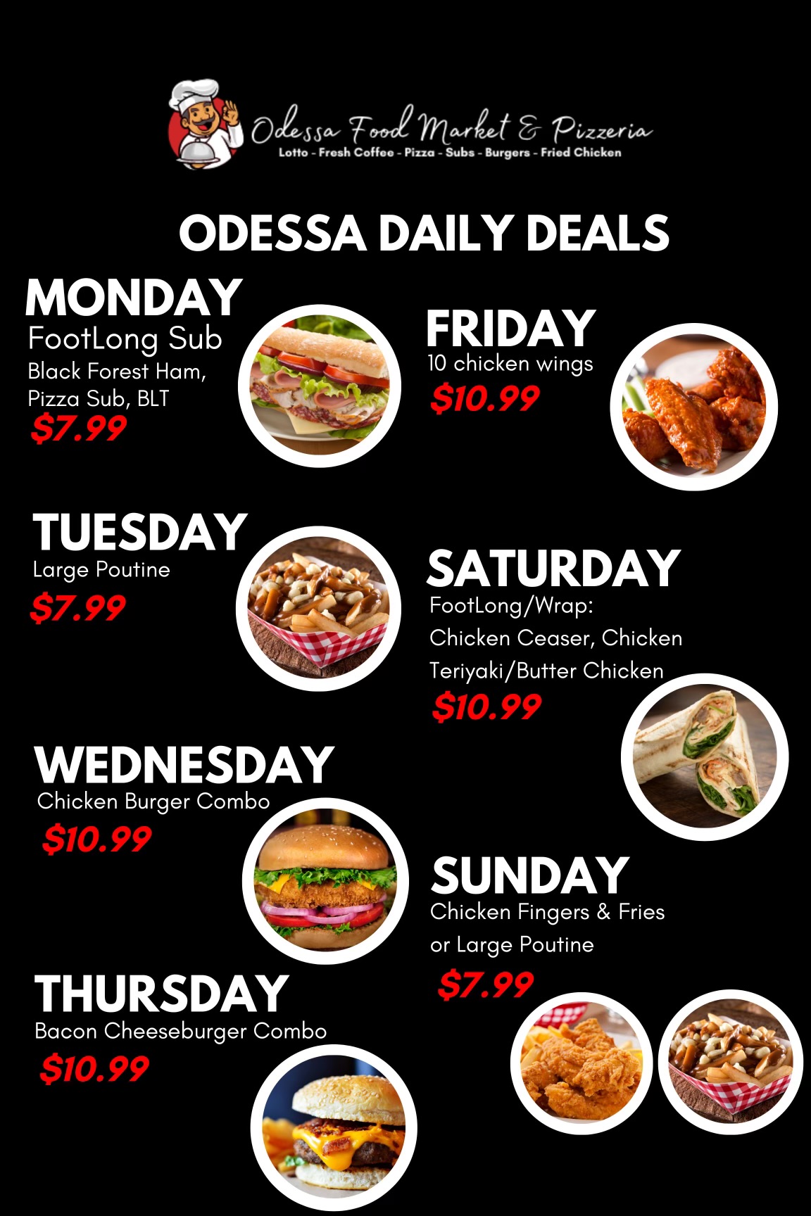 Odessa Food Market And Pizzeria Menu