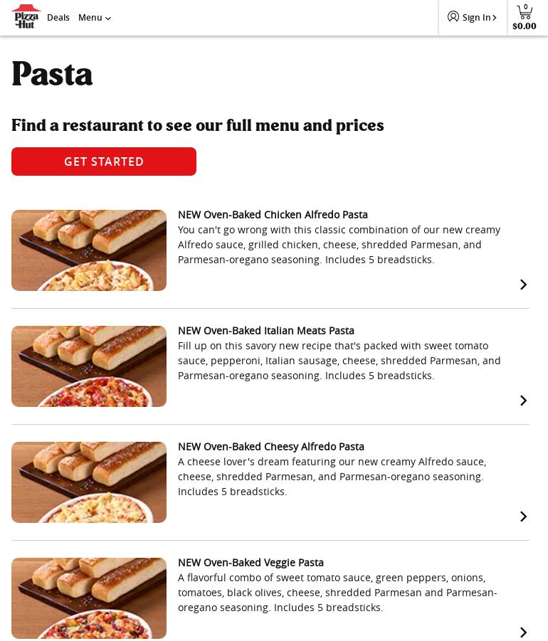 Pizza Hut Menu
