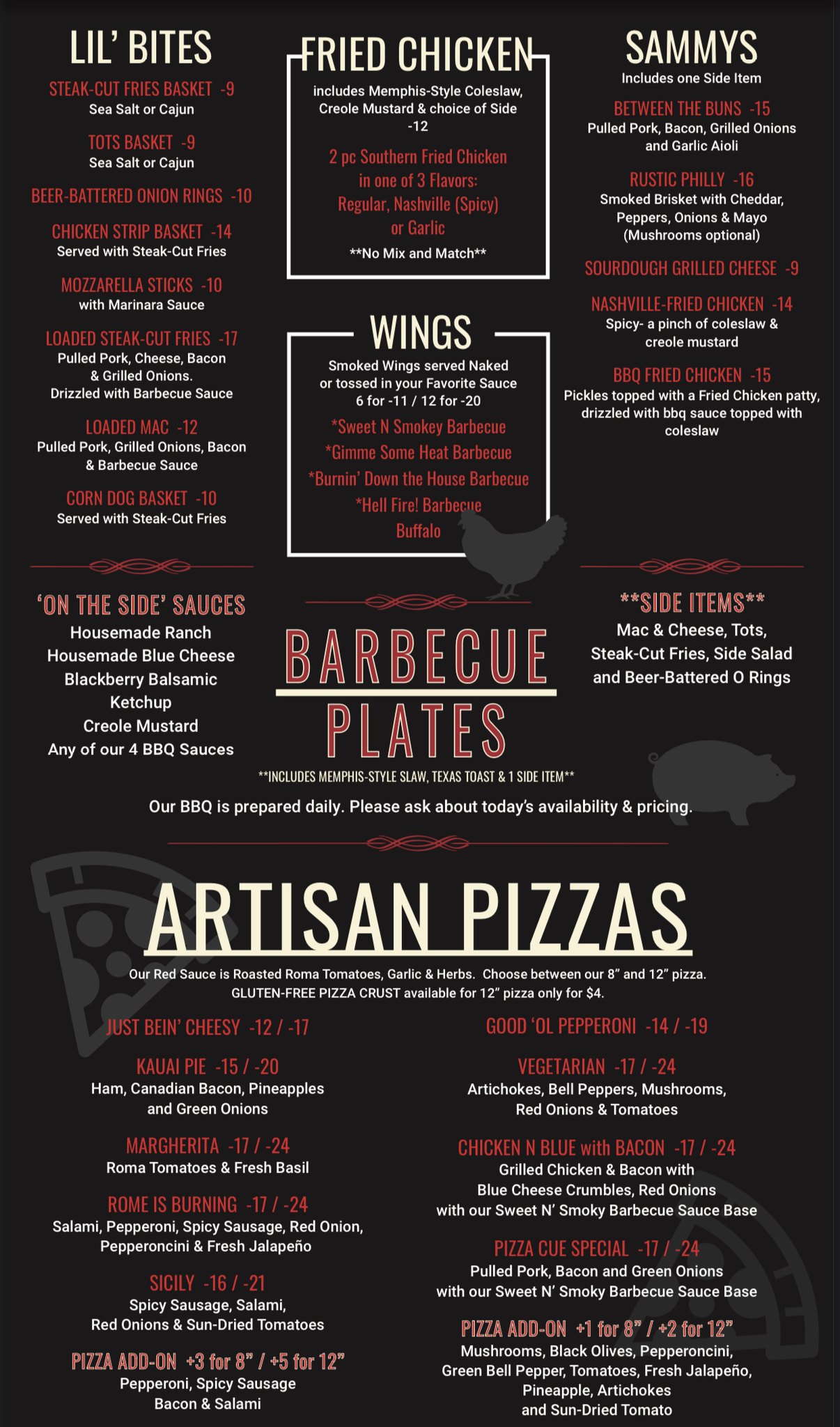 Pizza-Cue Menu
