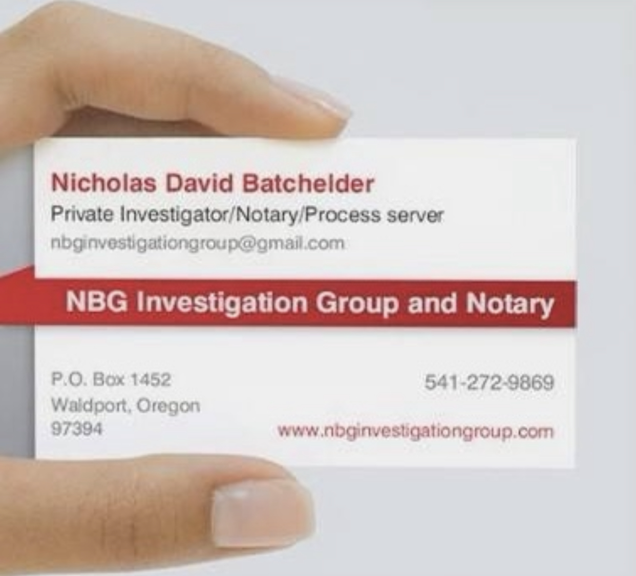 NBG Investigation Group & Notary 205 SW Hwy 101 suite b, Waldport Oregon 97394