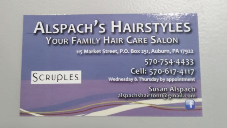 Alspach Hair Styles 115 Market St, Auburn Pennsylvania 17922