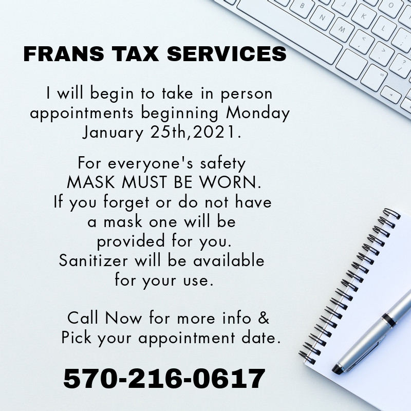 Frans Tax Services 121 Greenwood Dr, Blakeslee Pennsylvania 18610