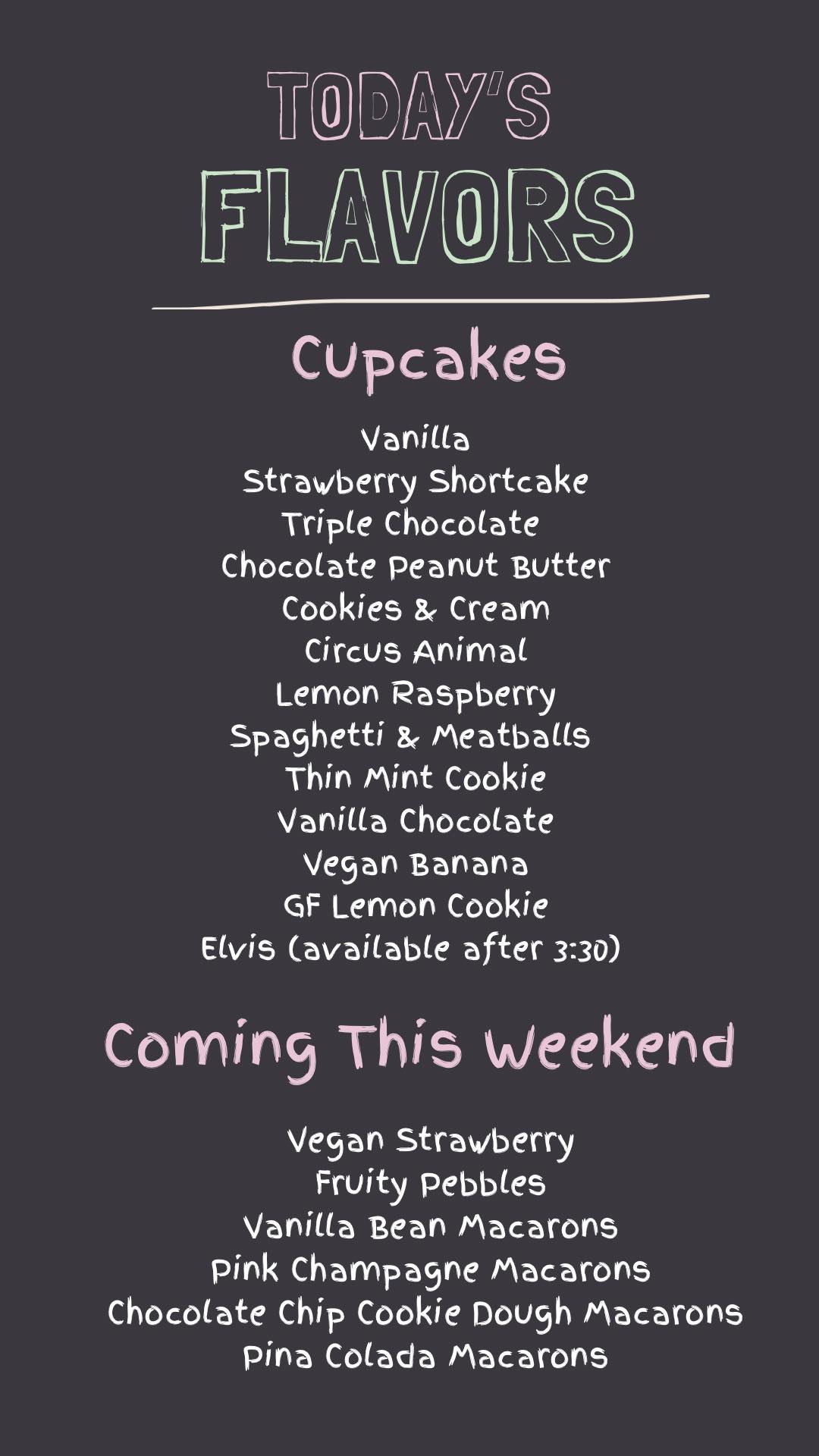 Simply Sensational Sweets Menu