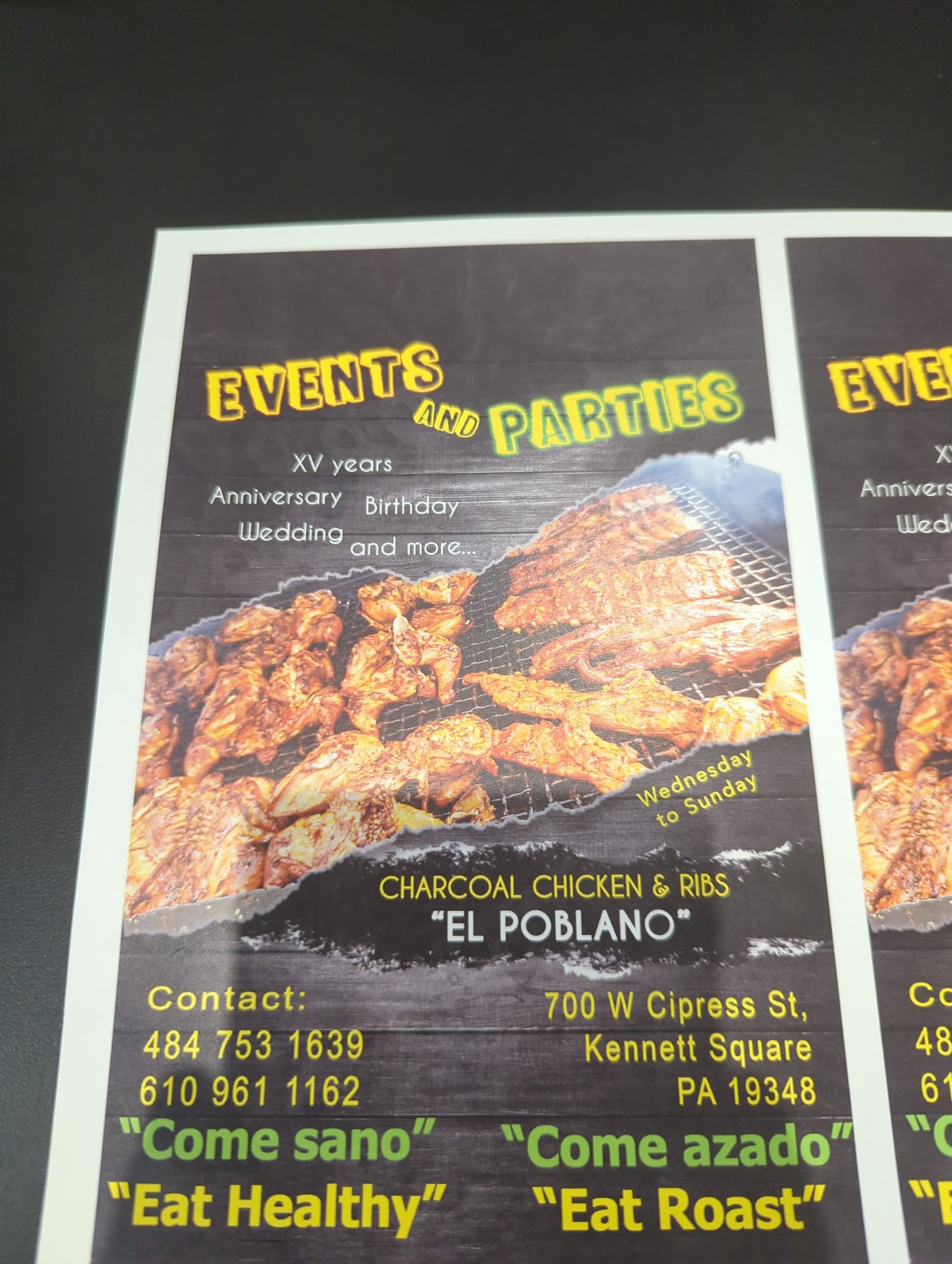 El poblano Menu