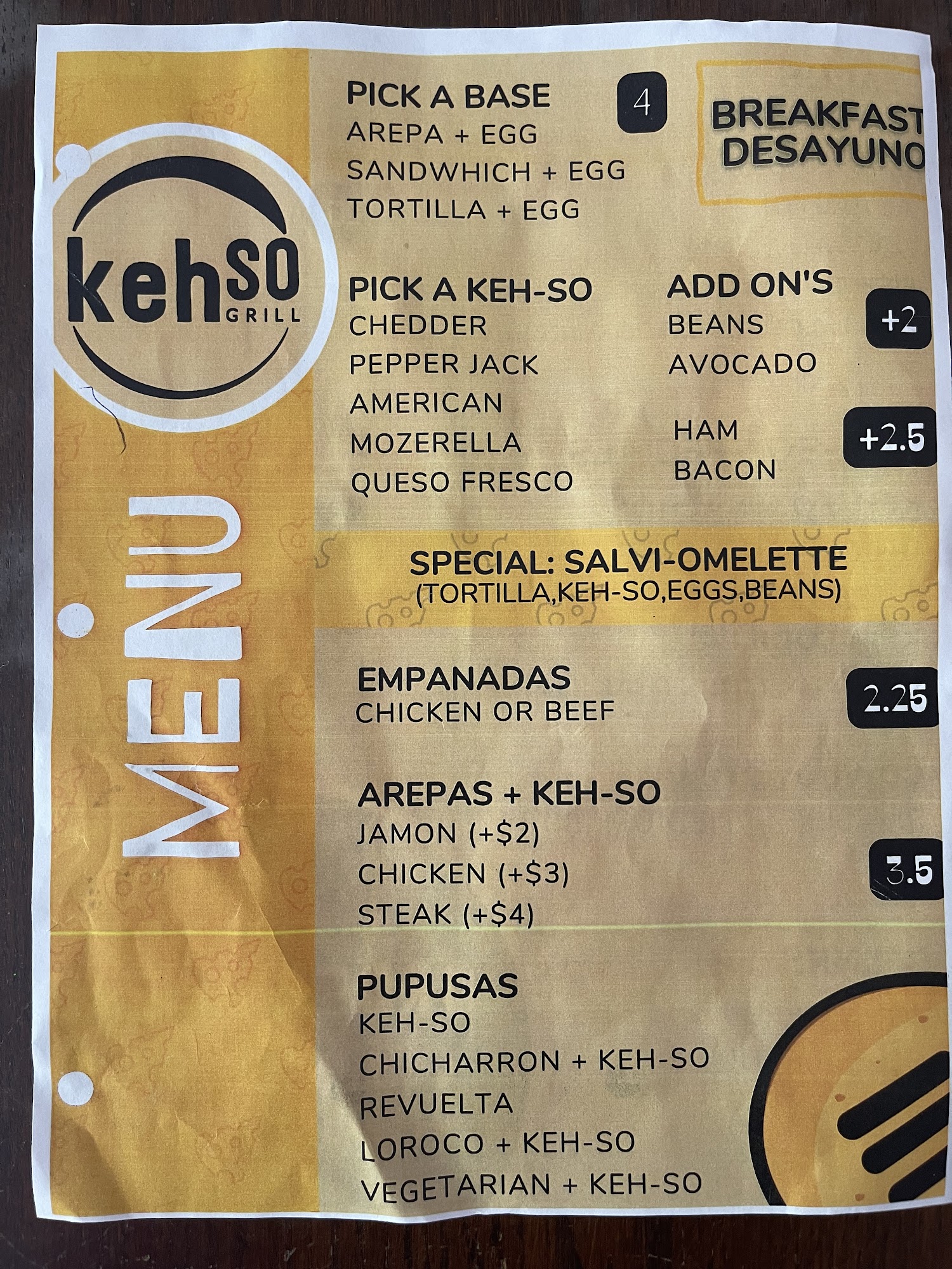 Keh-so Grill Menu
