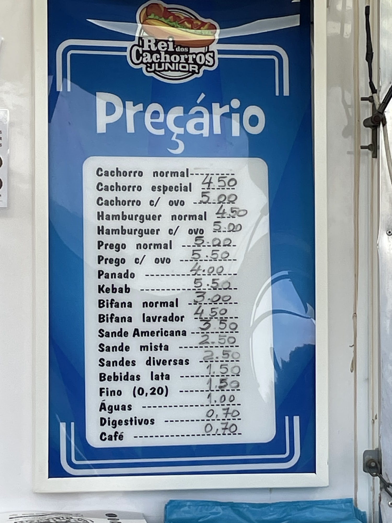 Rei dos cachorros Menu