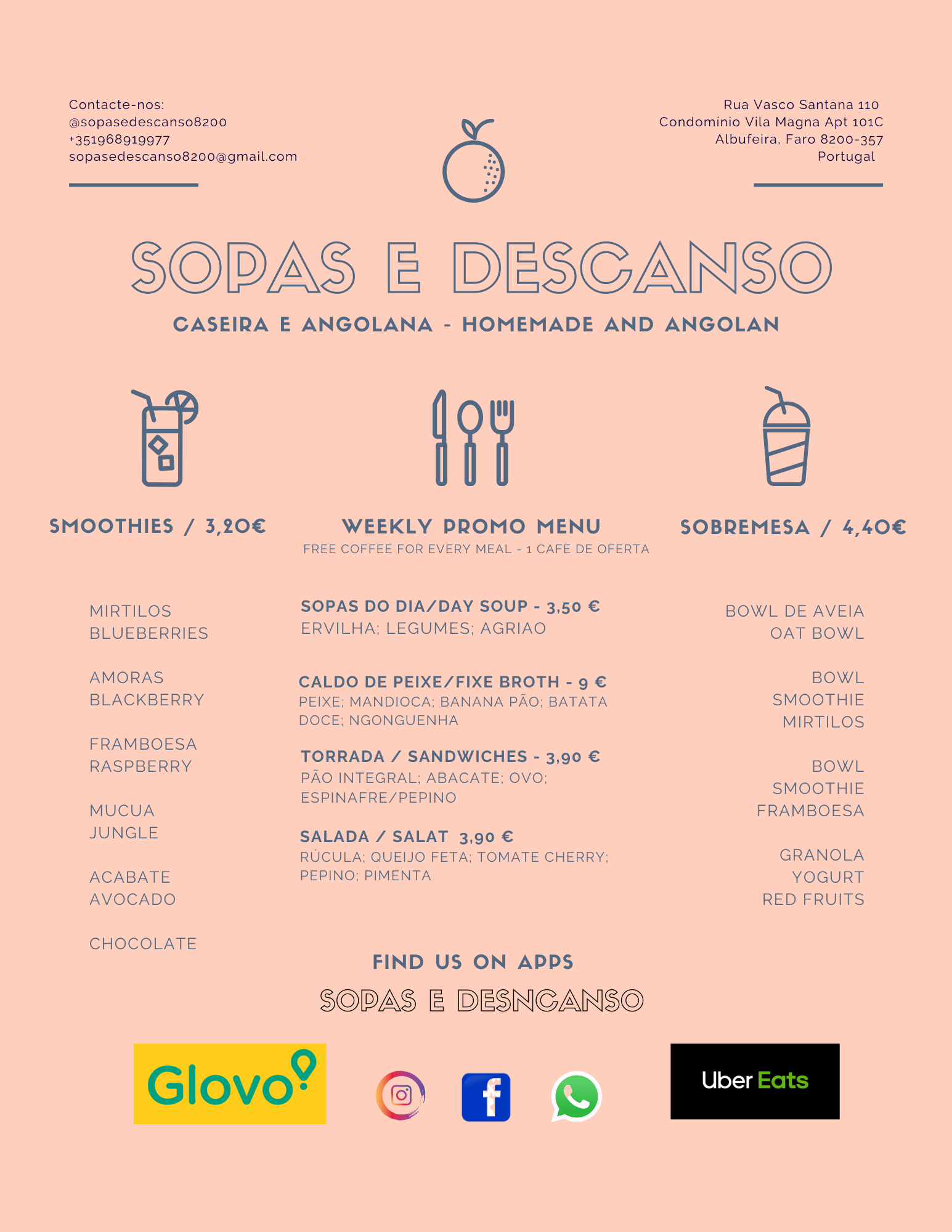 Sopas e Descanso Menu