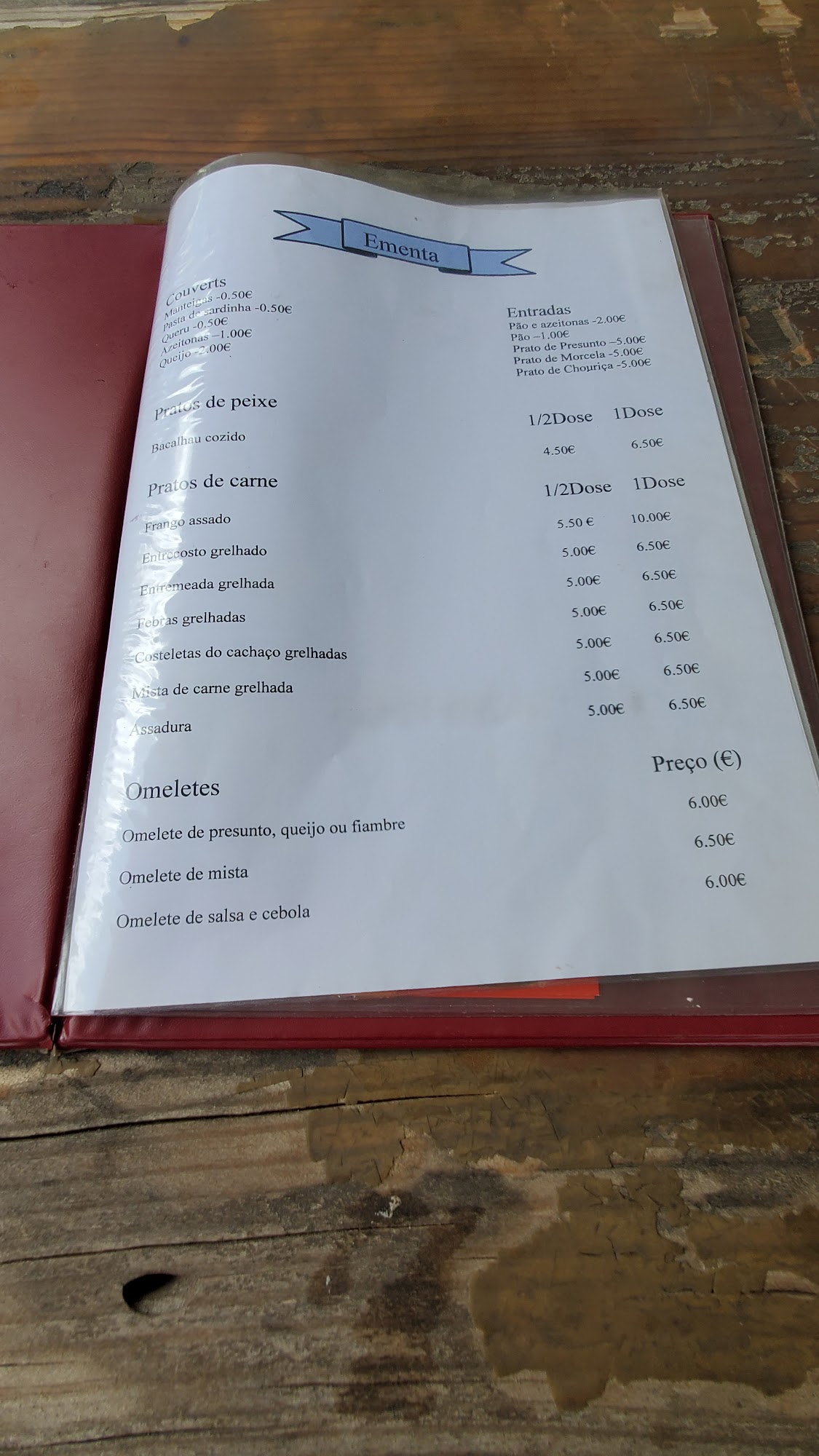 Alferce kip piri piri (Restaurante Malhada Quente) Menu