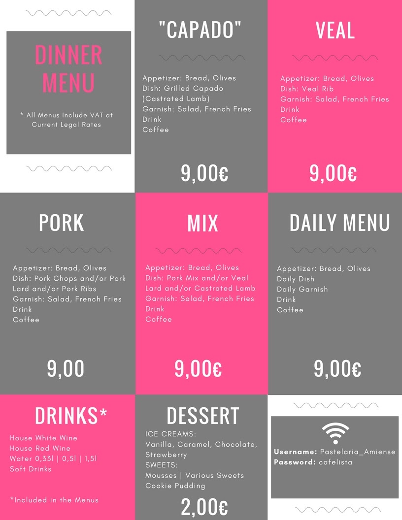 Restaurante Retiro do Capado & Pastelaria Amiense Menu