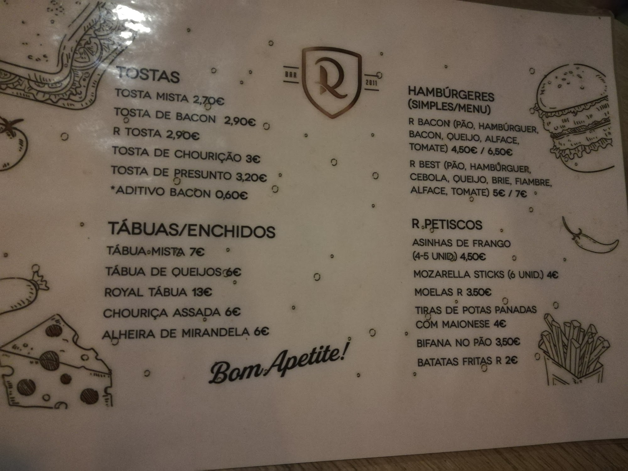 R Bar Menu