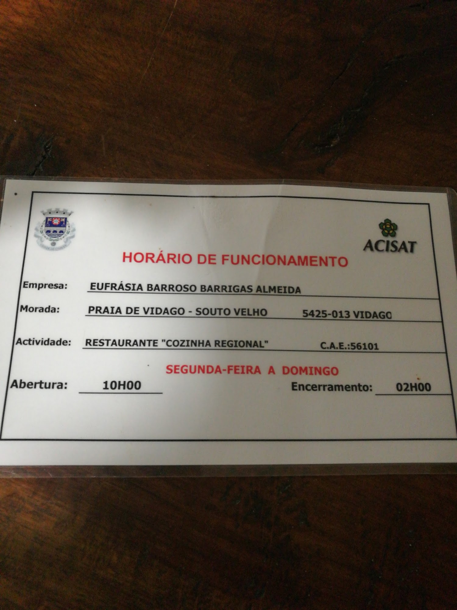 Restaurante Cozinha Regional Casa de Souto Velho Menu