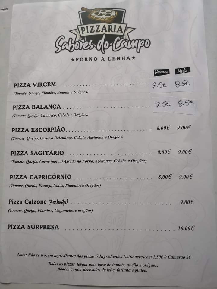 Pizzaria Sabores do Campo (Pizzaria Cabeça Gorda) Menu