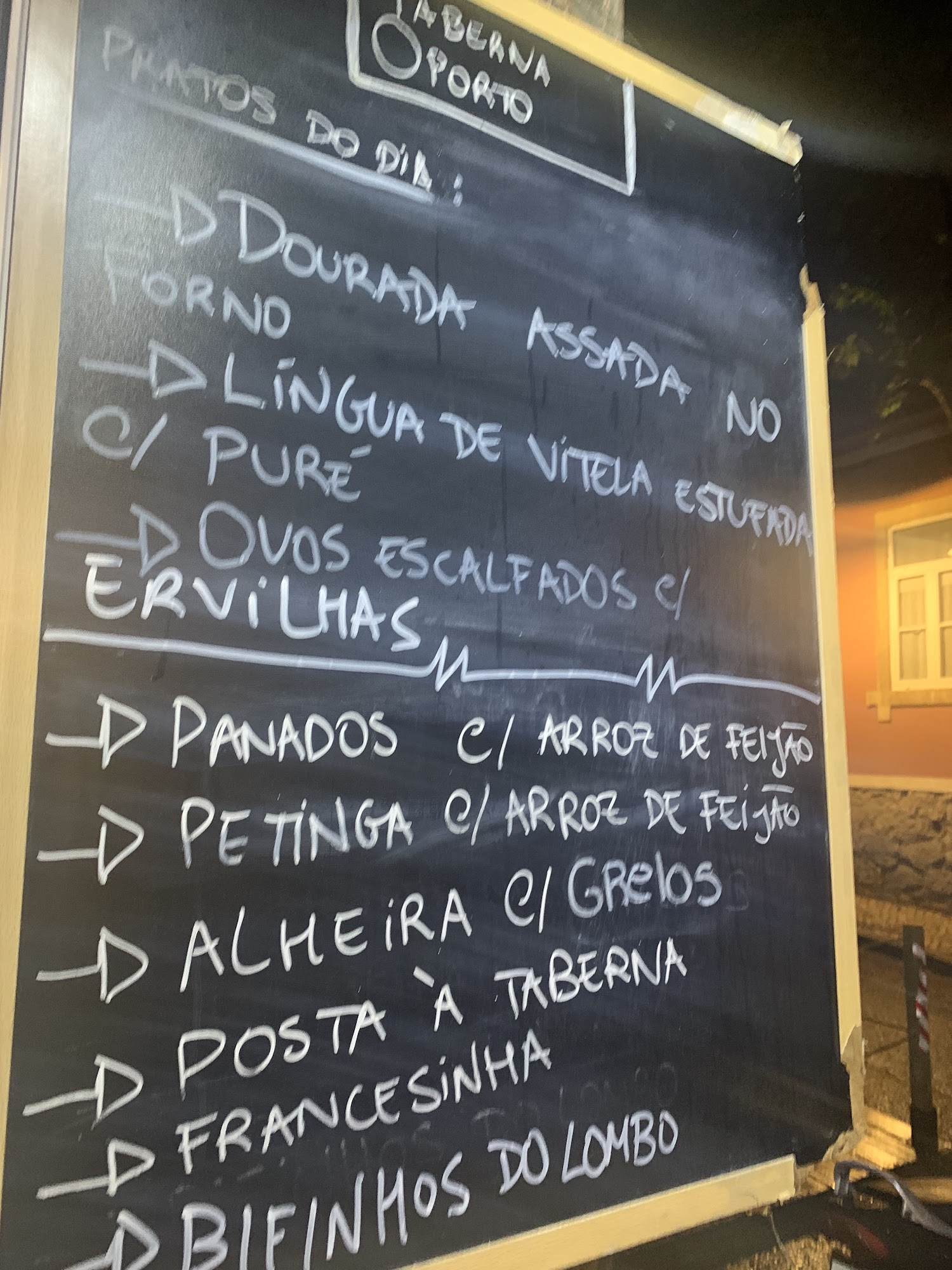 Taberna Oporto Menu