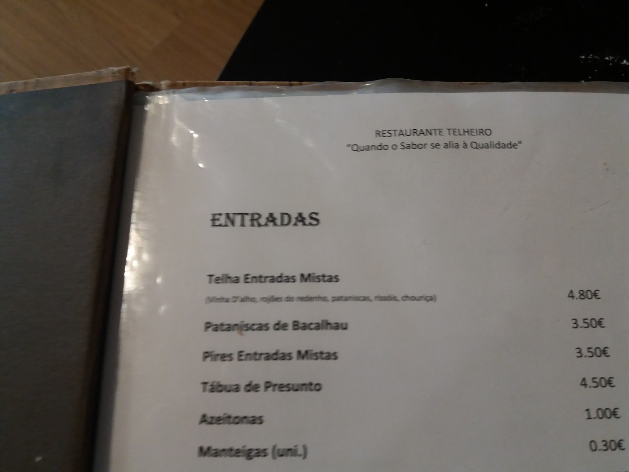 Restaurante Telheiro Menu
