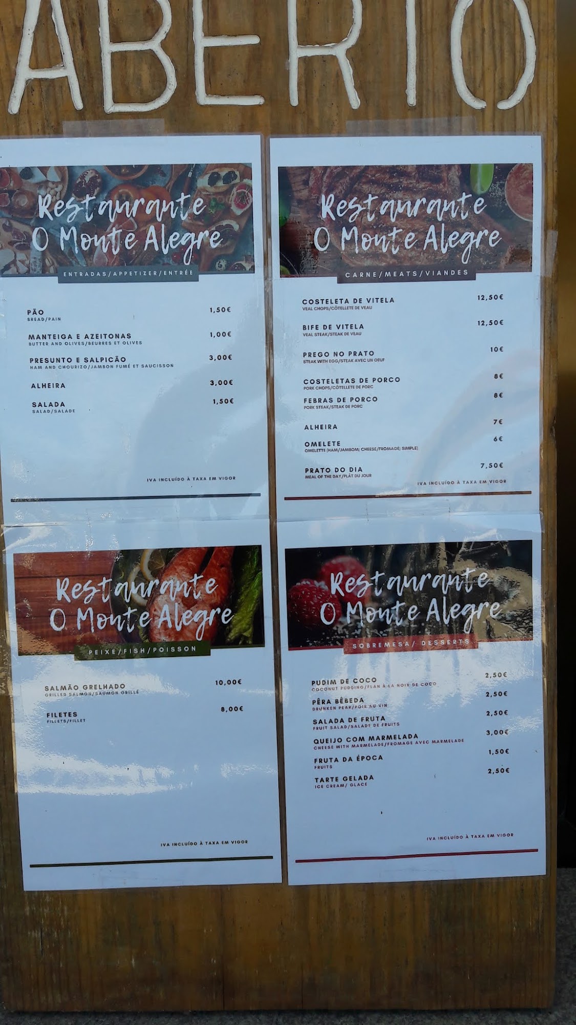 Restaurante Monte Alegre Menu