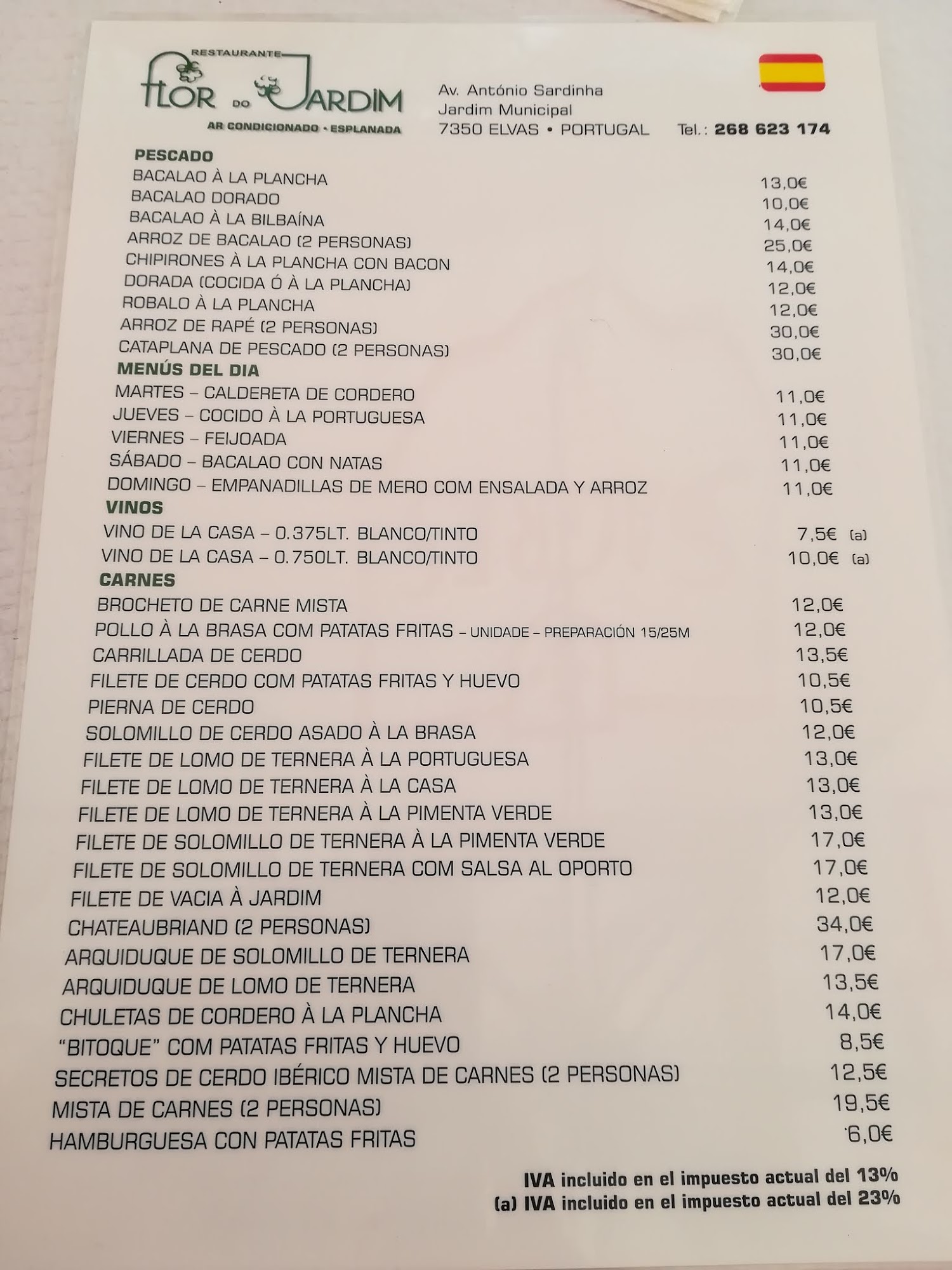 A Flor do Jardim Menu