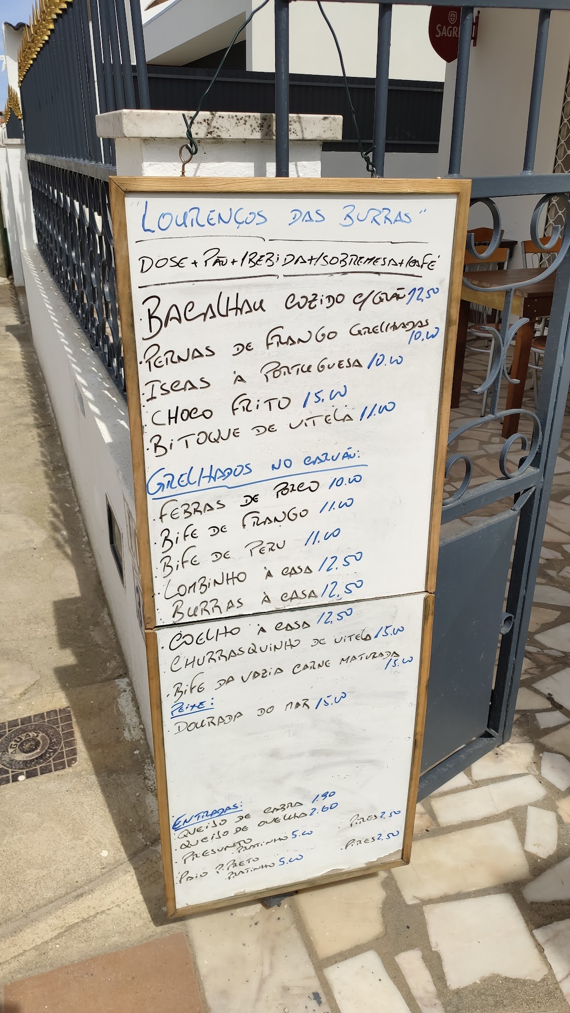 Lourenço das Burras Menu