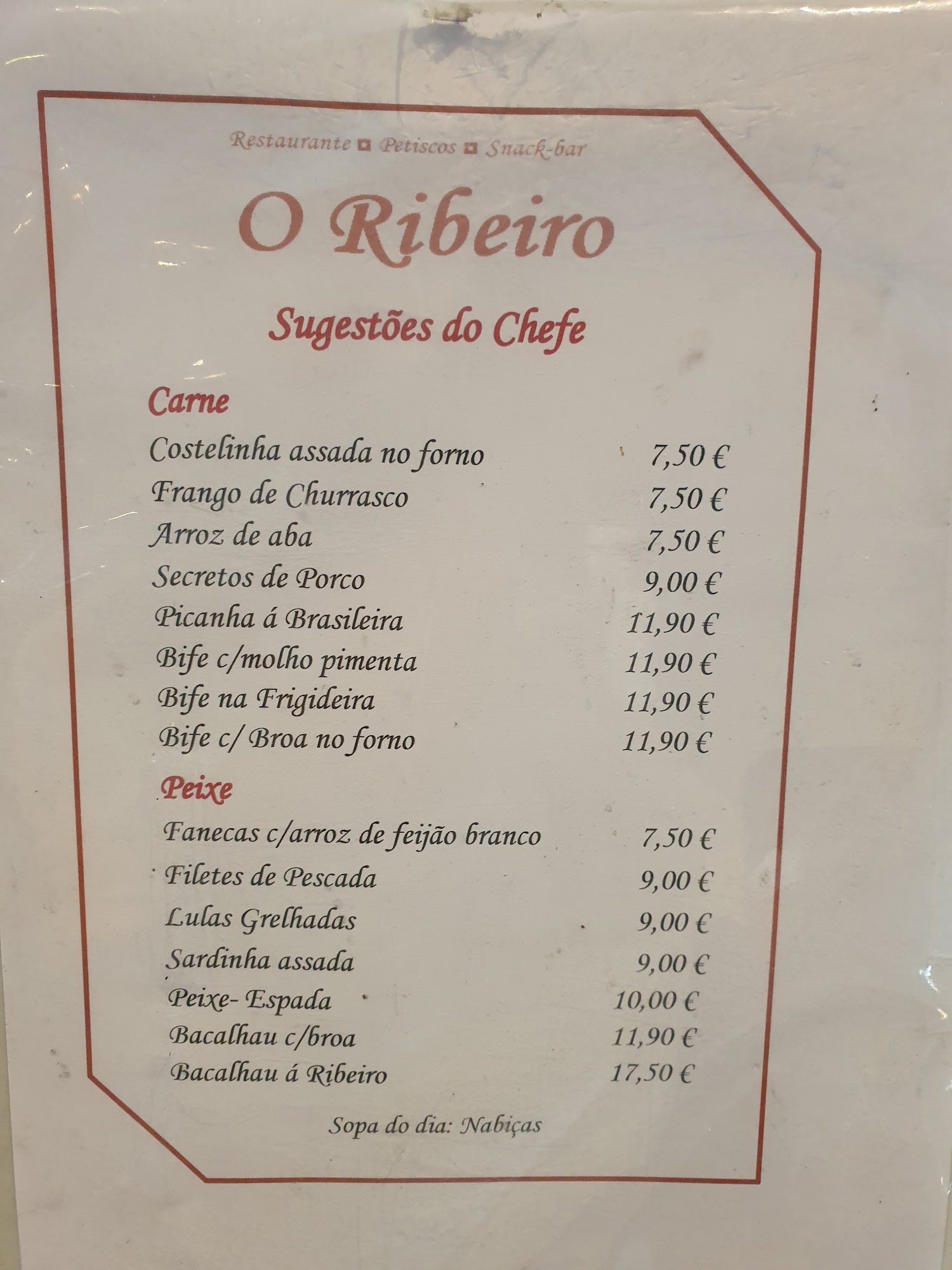 O'ribeiro Menu