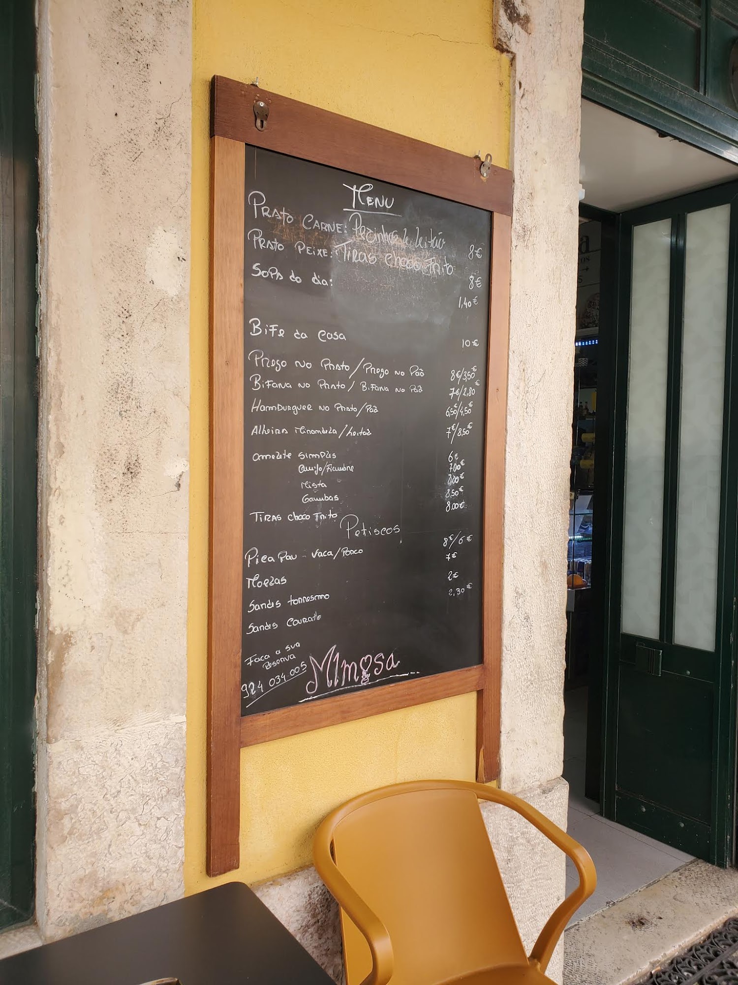 Mimosa de Pedrouços Menu