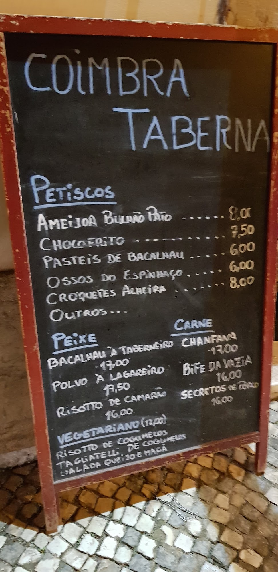 Coimbra Taberna Menu