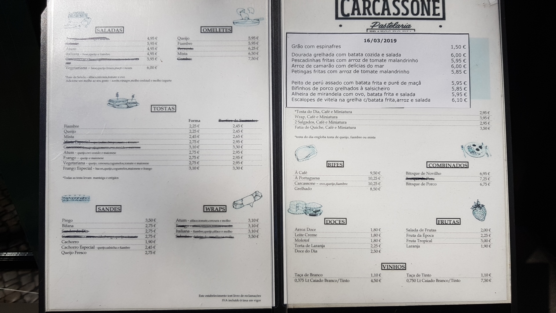 Carcassonne (Carcassone) Menu