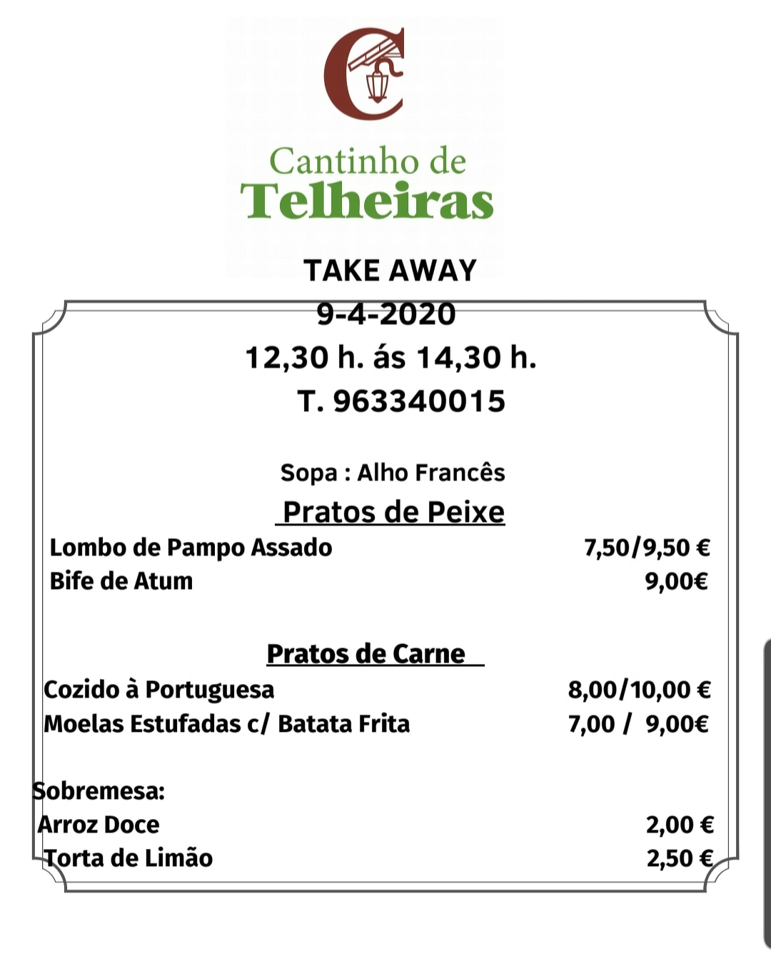 Cantinho de Telheiras (O Cantinho de Telheiras) Menu