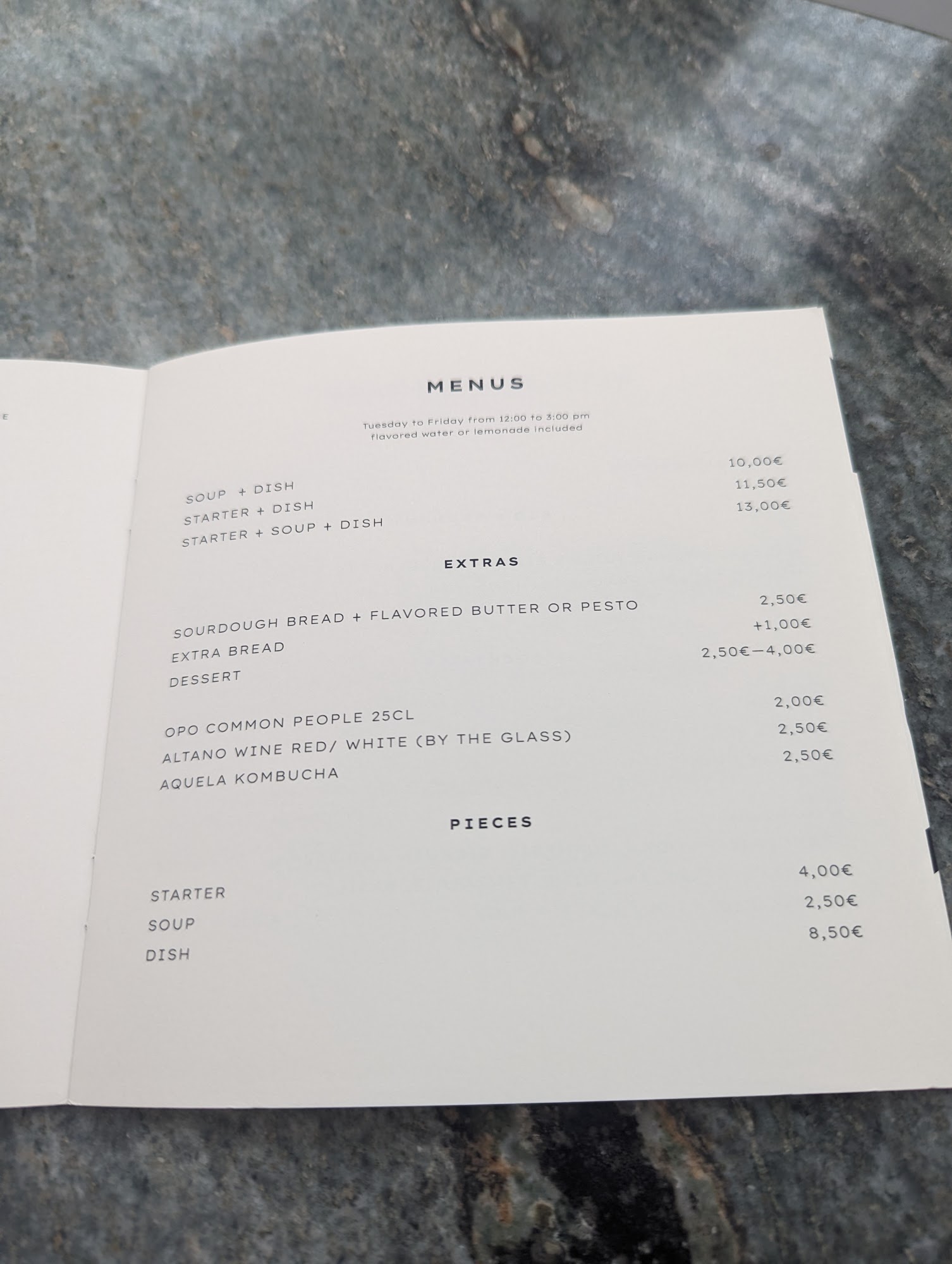 MAFALDA’S Menu