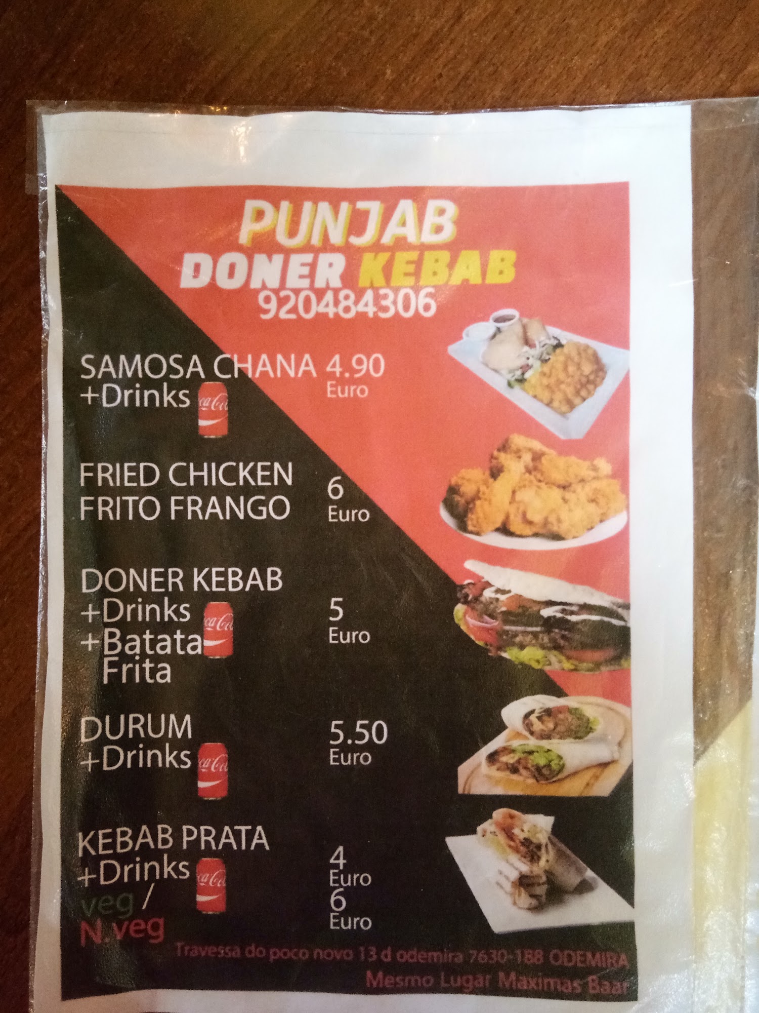 Punjab Doner Kebab Menu