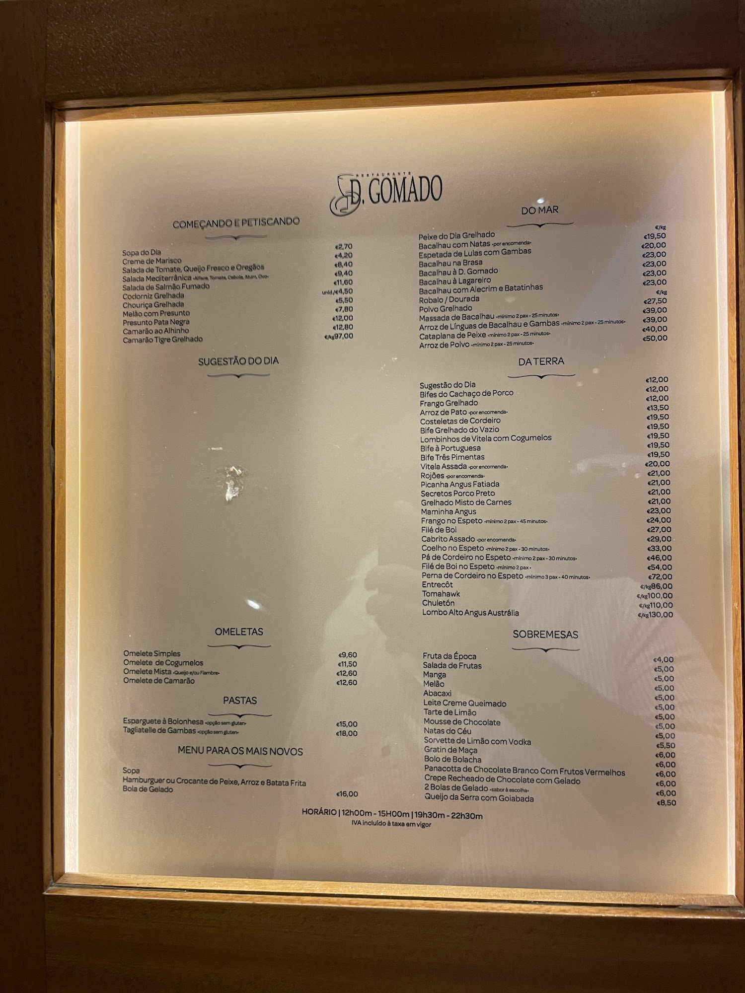 Restaurante D. Gomado Menu