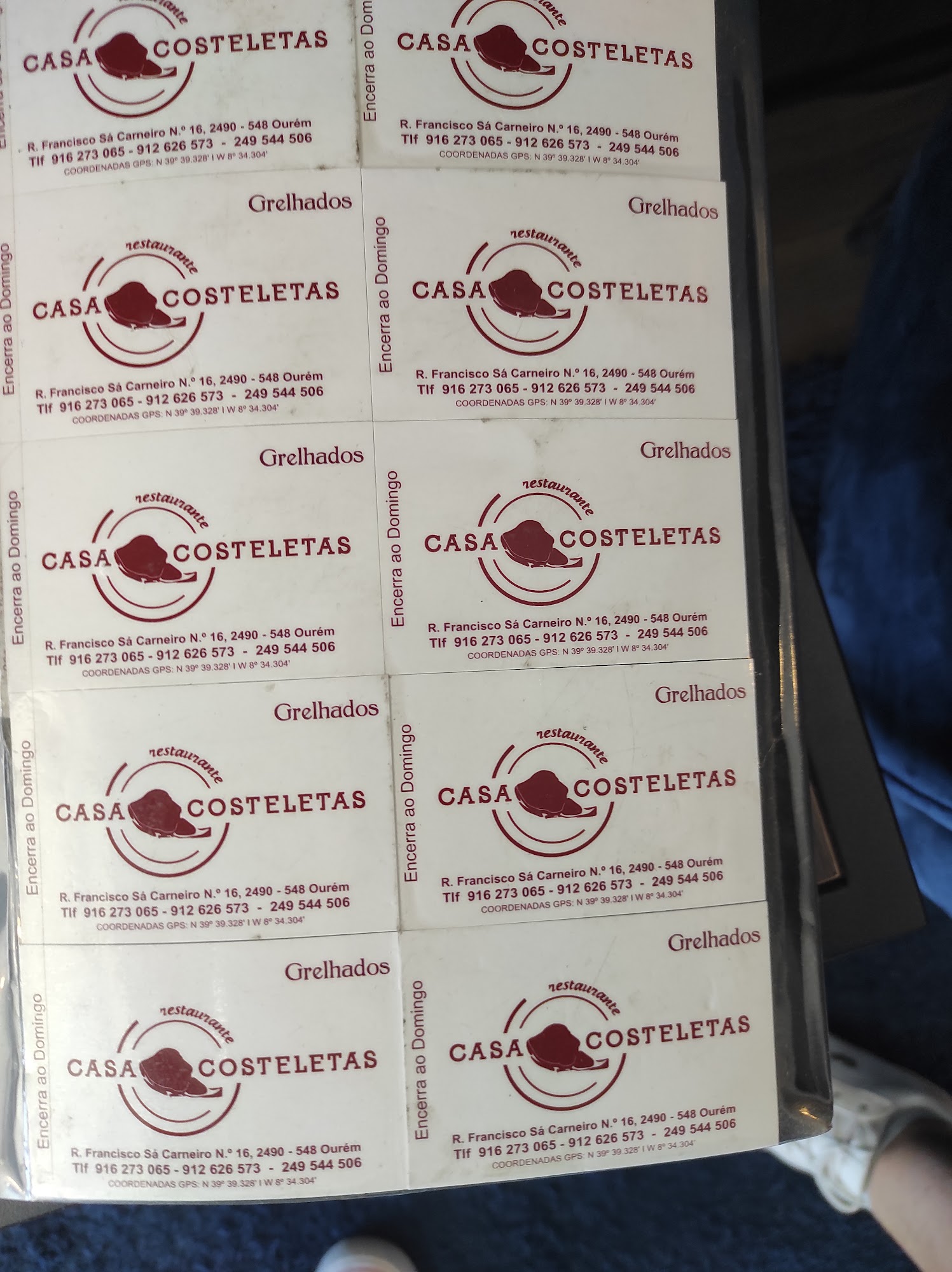 Casa das Costeletas Menu