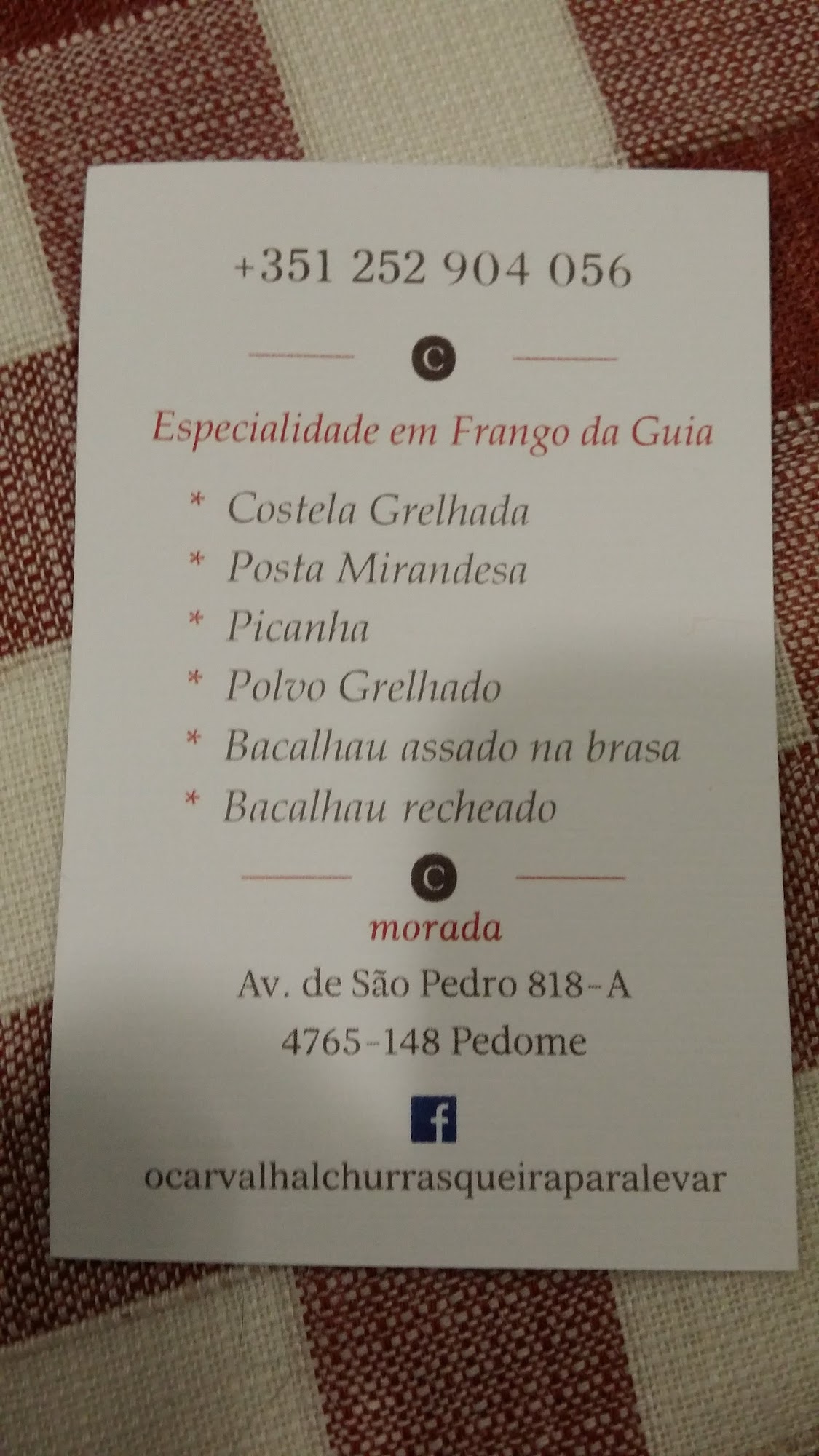 Restaurante O Carvalhal-La Bodega Menu