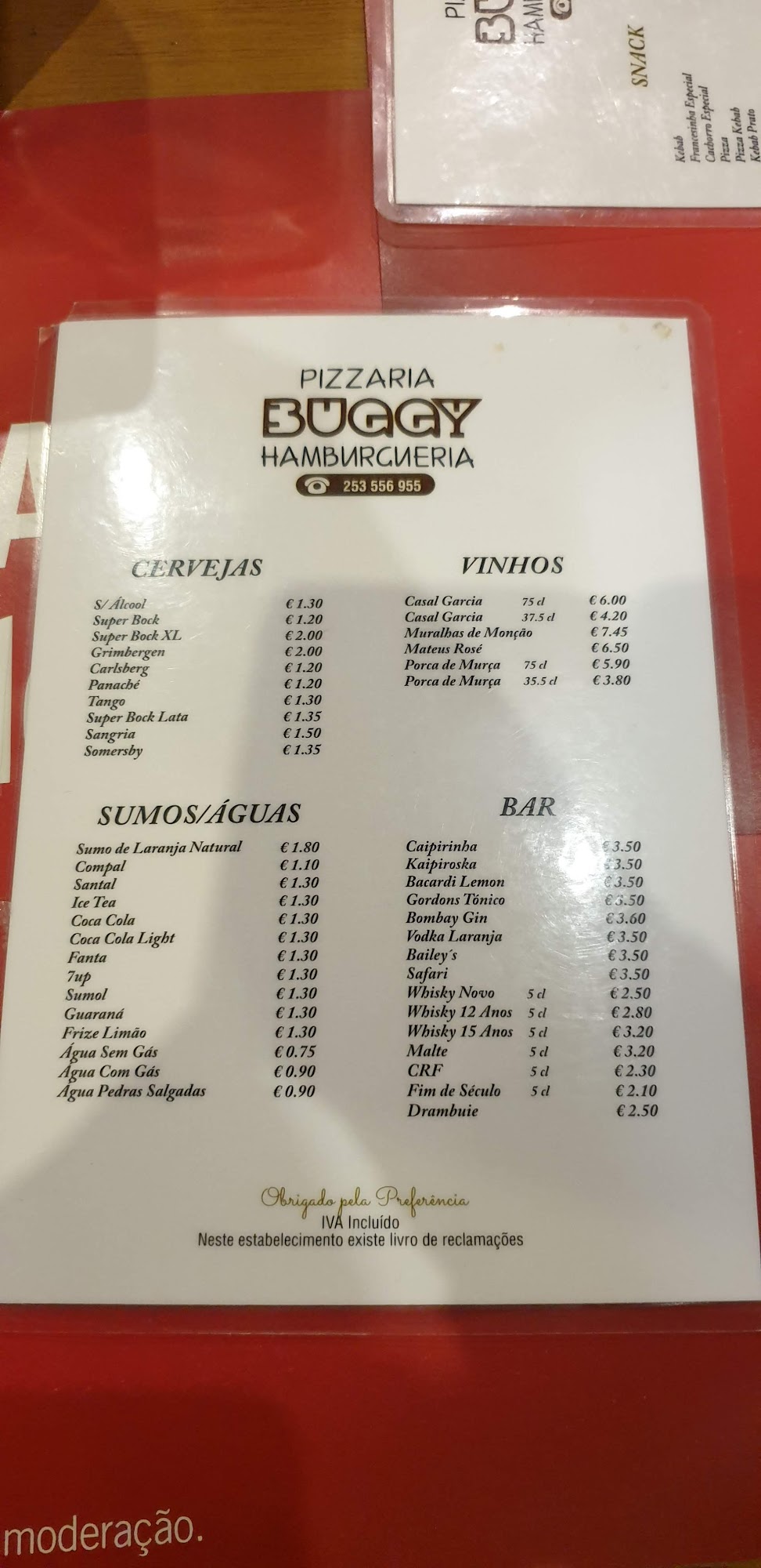 Young Moment Lda. (Pizzaria BUGGY Hamburgueria - Young Moment Lda.) Menu