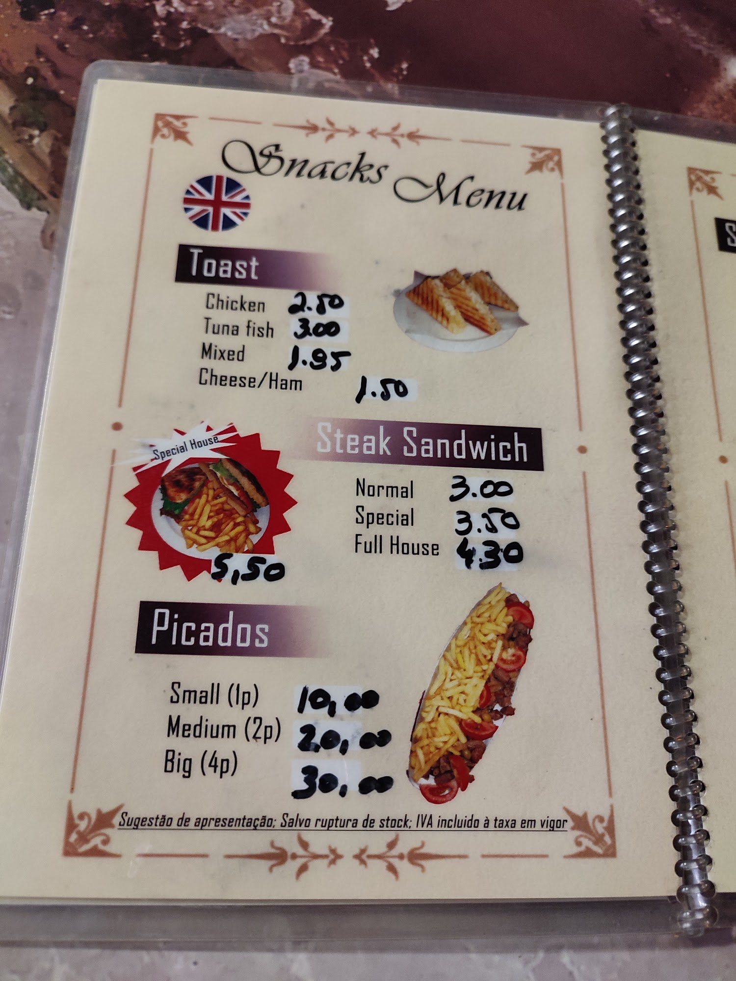 Refeições do Sol Menu