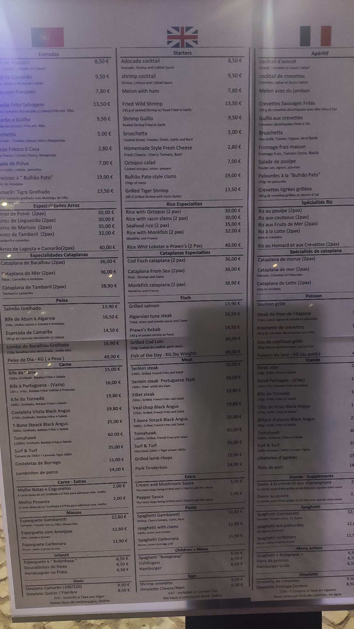 Riverside - Restaurant Menu